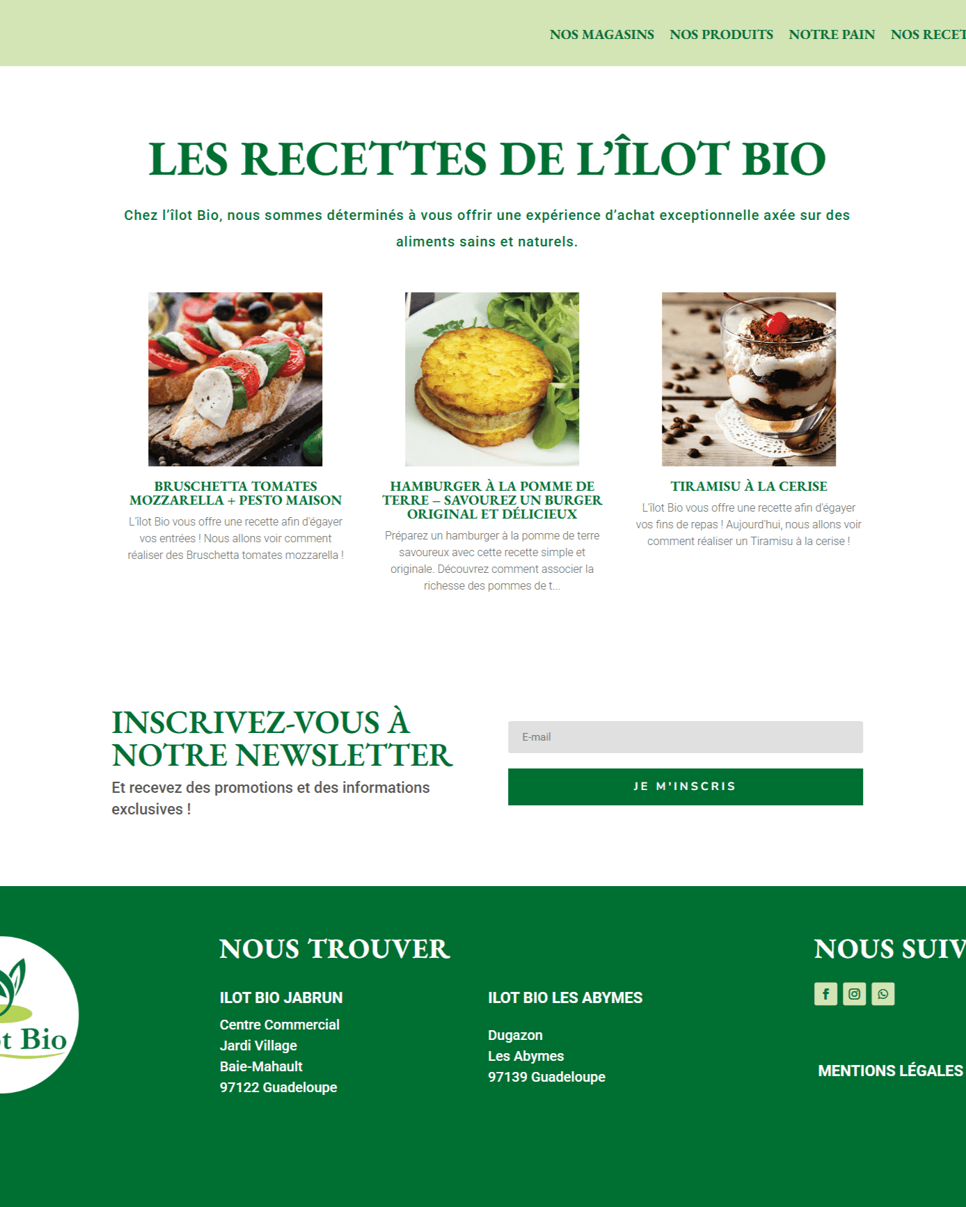 Site vitrine — vue principale